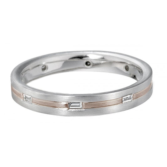 Platinum & 18ct White Gold Ladies Baguette Diamond Wedding Ring