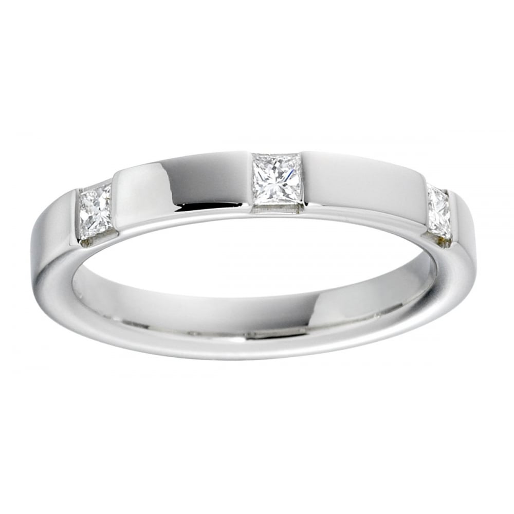 Ladies 9ct White Gold Diamond Set 3mm Wide Wedding Ring