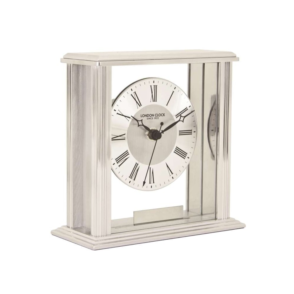 Silver Finish Battery Mantle Clock 06399