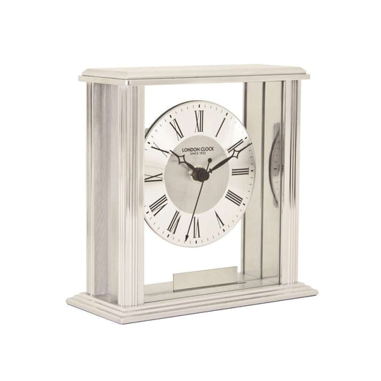Silver Finish Battery Mantle Clock 06399