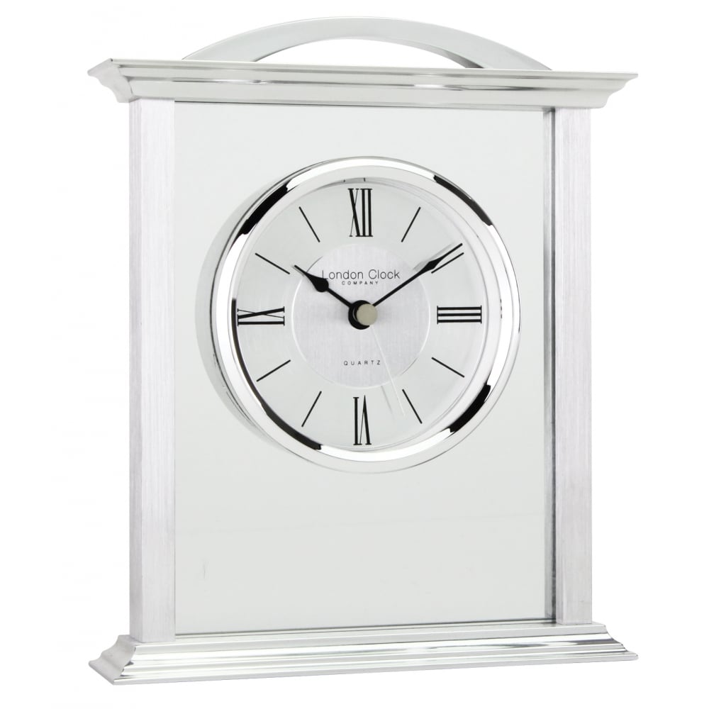 Silver Finish Quartz Battery Mantel Clock 17152