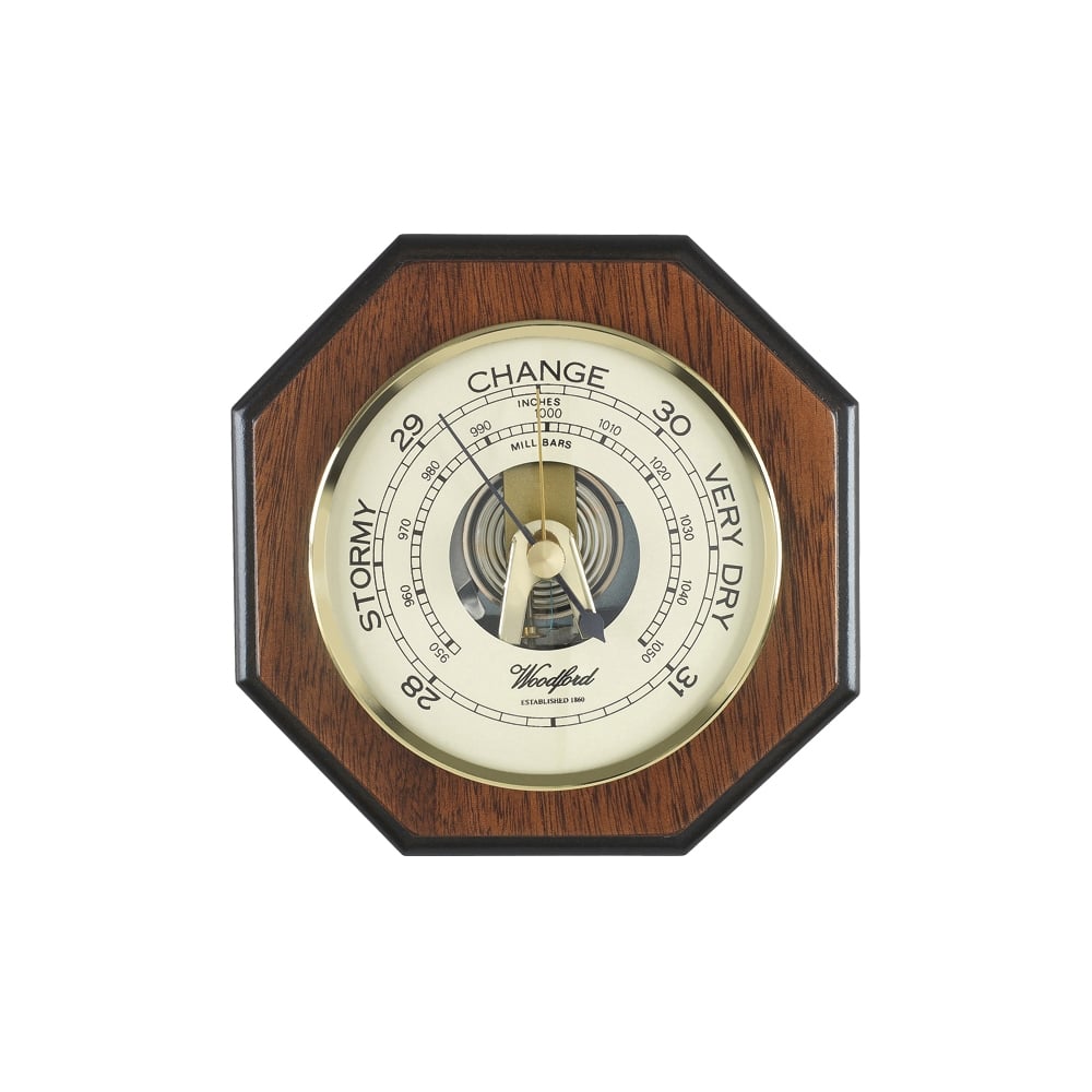 Woodford Wooden Mahogany Veneer Hexagonal Barometer 1616
