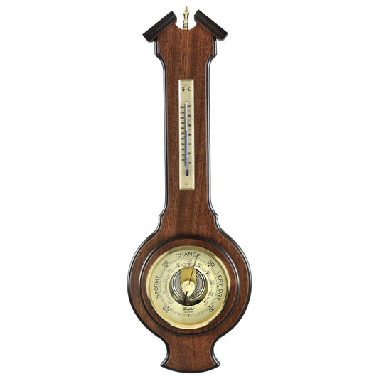 Woodford Wooden Mahogany Veneer Barometer, Temperature 1618