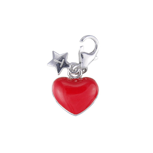Sterling Silver Tingle Red Enamel Heart Charm SCH114
