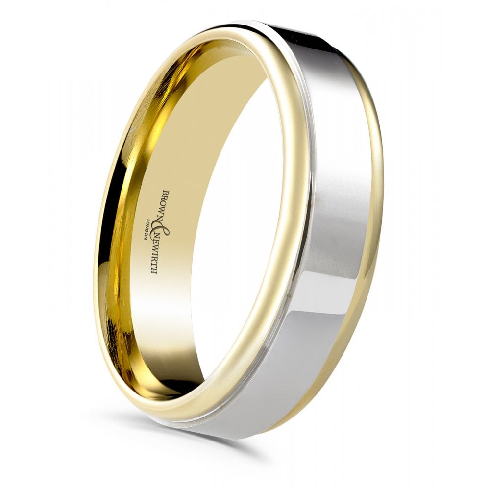 Gents Palladium & 9ct Rose Gold 6mm Wide Court Wedding Ring