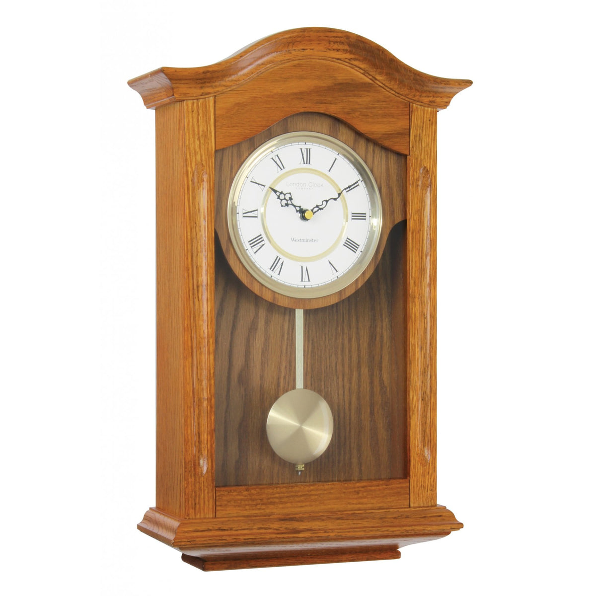 Oak Finish Wood Chime Pendulum Quartz Wall Clock 25058