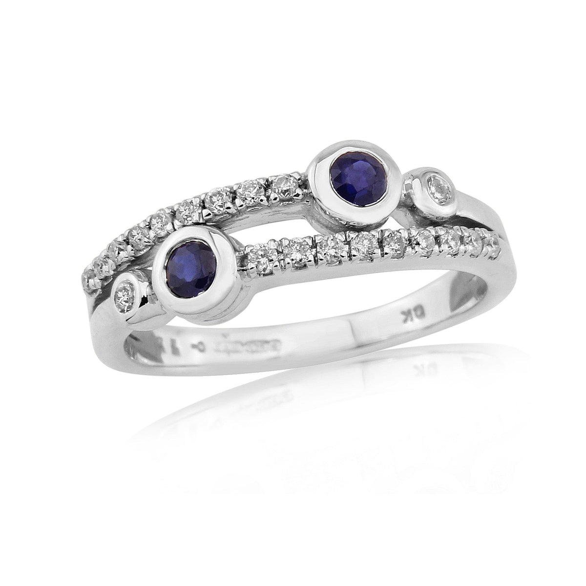 9ct White Gold Sapphire and Diamond Half Eternity Ring