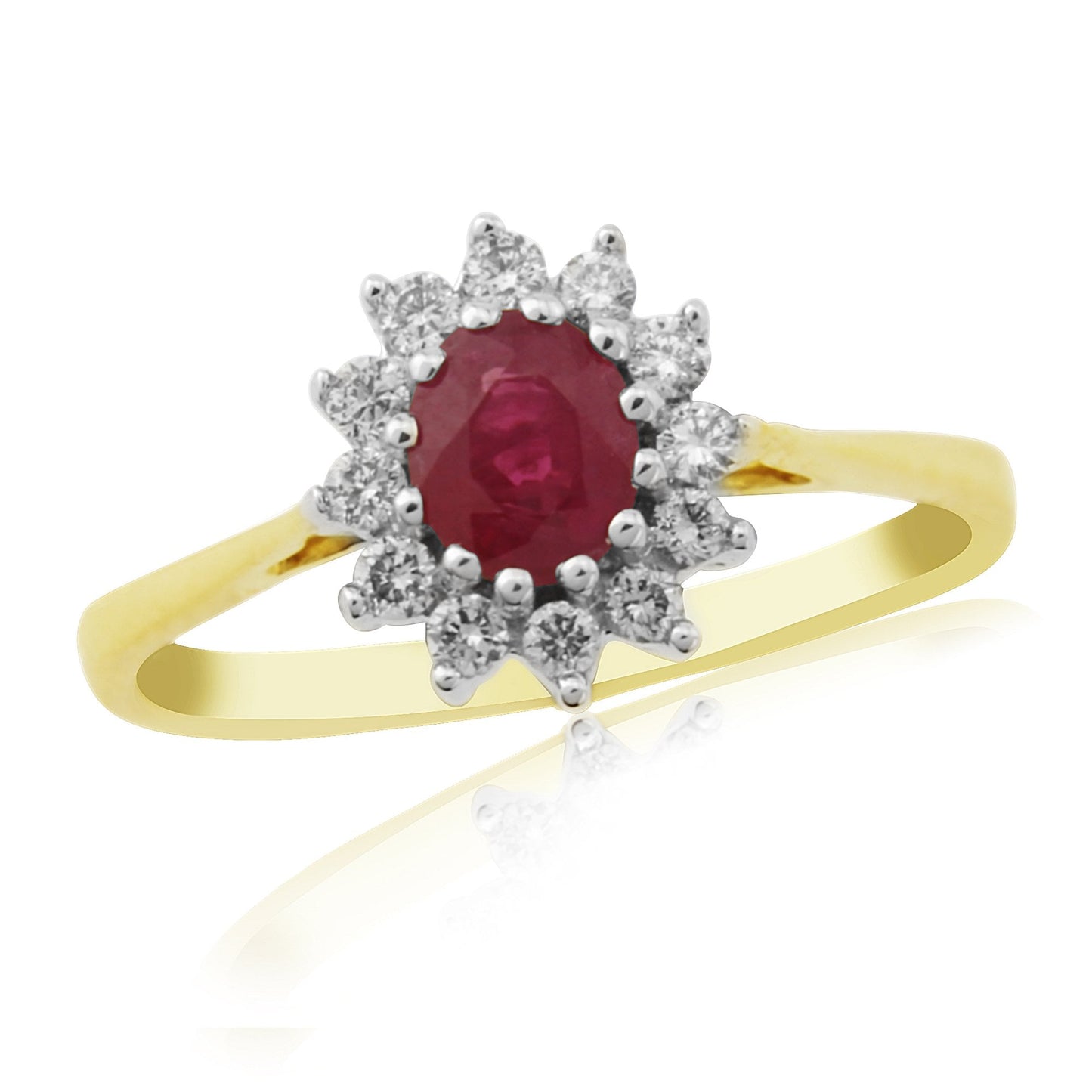 9ct Gold Diamond and Ruby Dress Ring or Engagement Ring