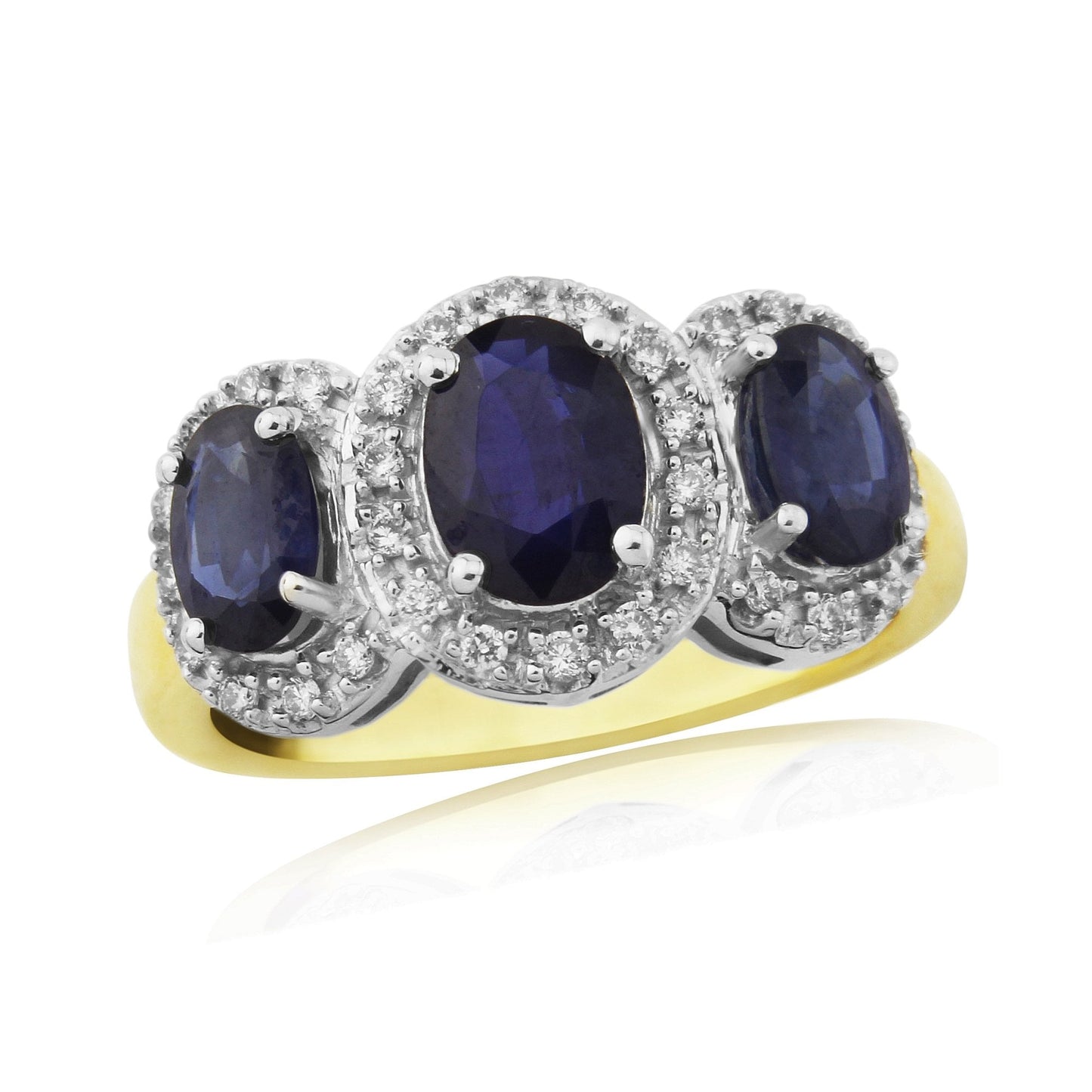 9ct White Gold Diamond & Sapphire Cluster Ring