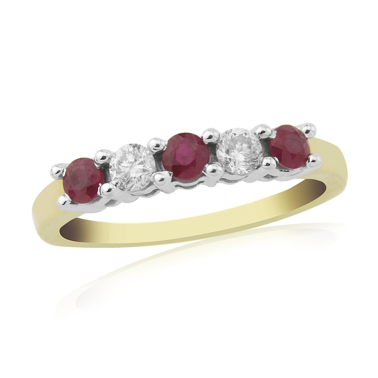 9ct Gold Ruby and Diamond Half Eternity Ring