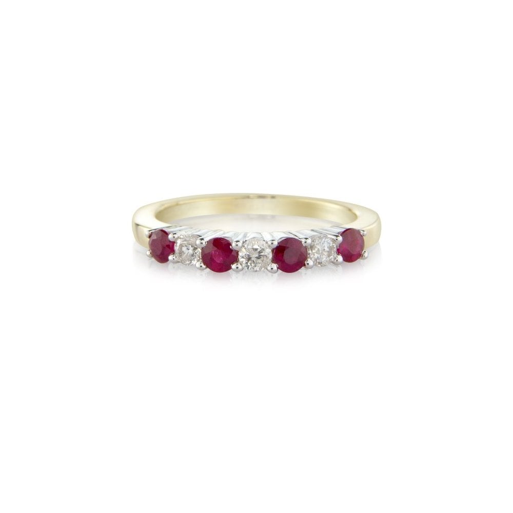 9ct Gold Ruby and Diamond Half Eternity Ring