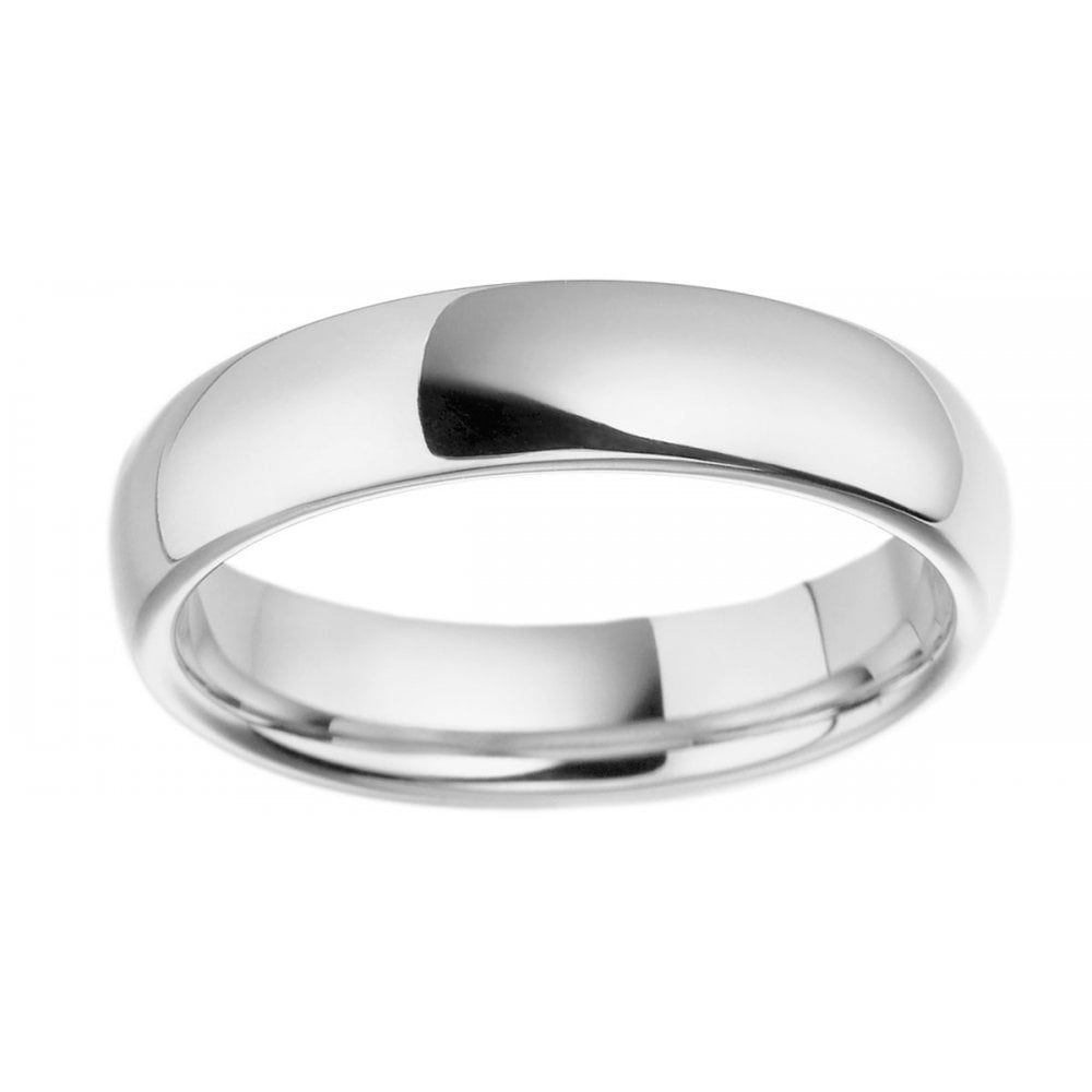 Platinum 5mm Wide Court Comfort Fit Profile Wedding Ring