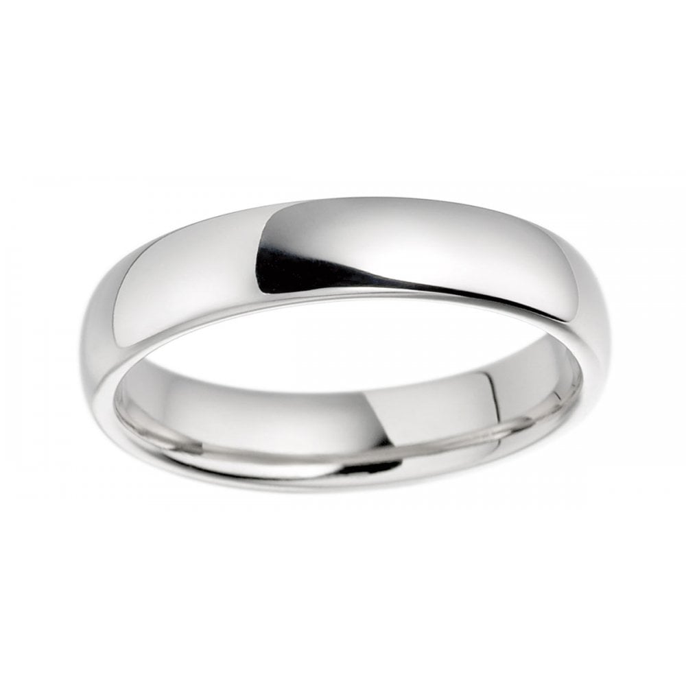 9ct White Gold 4mm Wide Court Comfort Fit Profile Wedding Ring