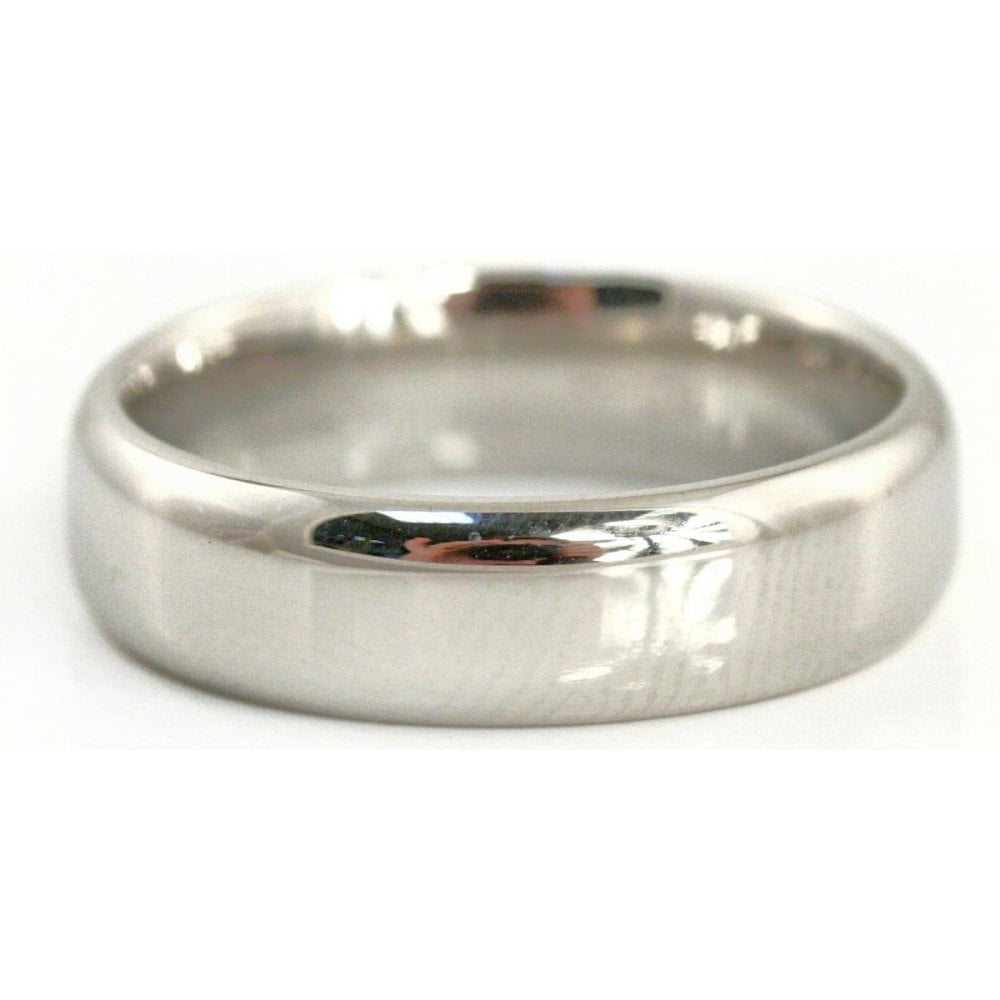 9ct White Gold 5mm Wide Flat Court Comfort Fit Wedding Ring