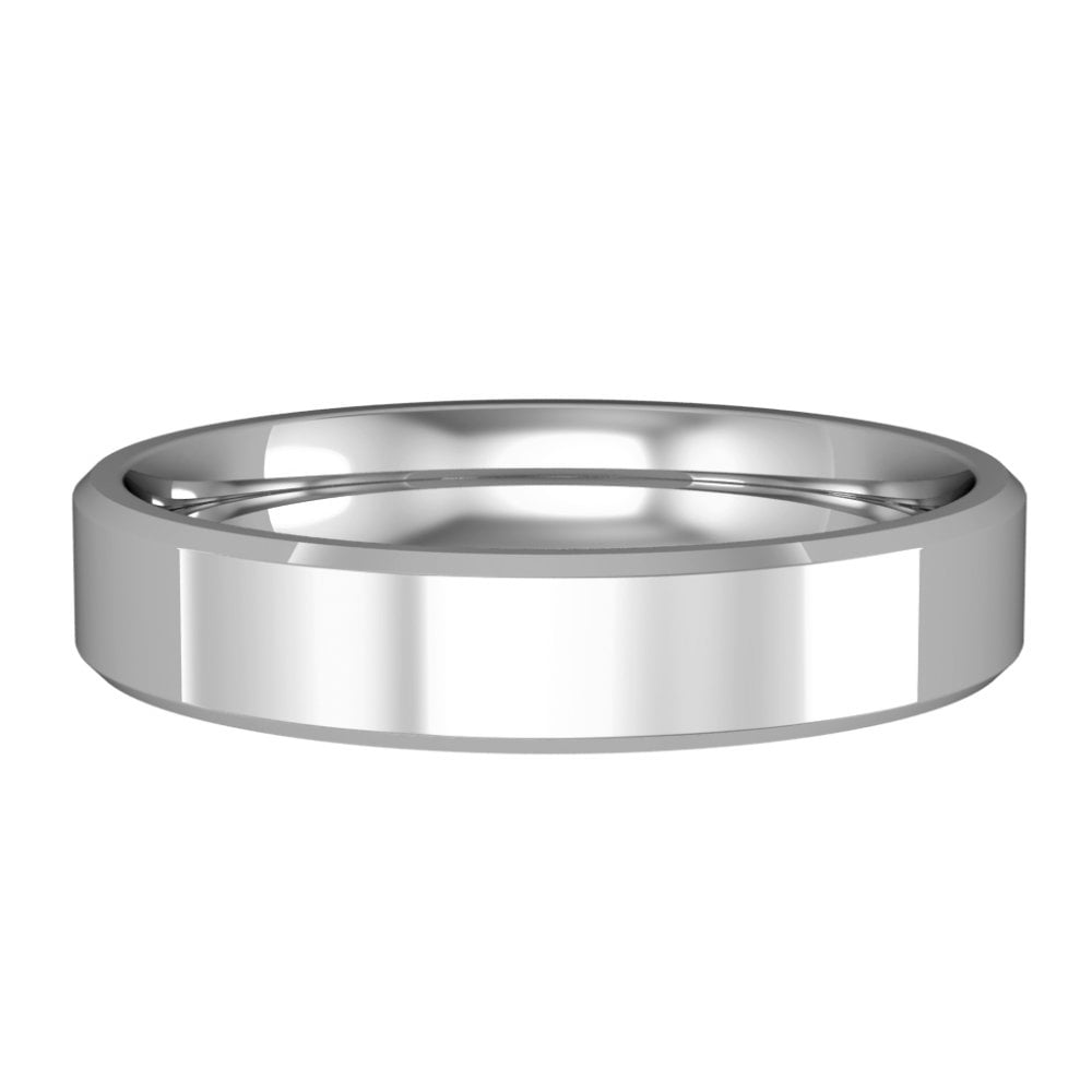 Palladium 4mm Wide Flat Court Bevel Edge Wedding Ring