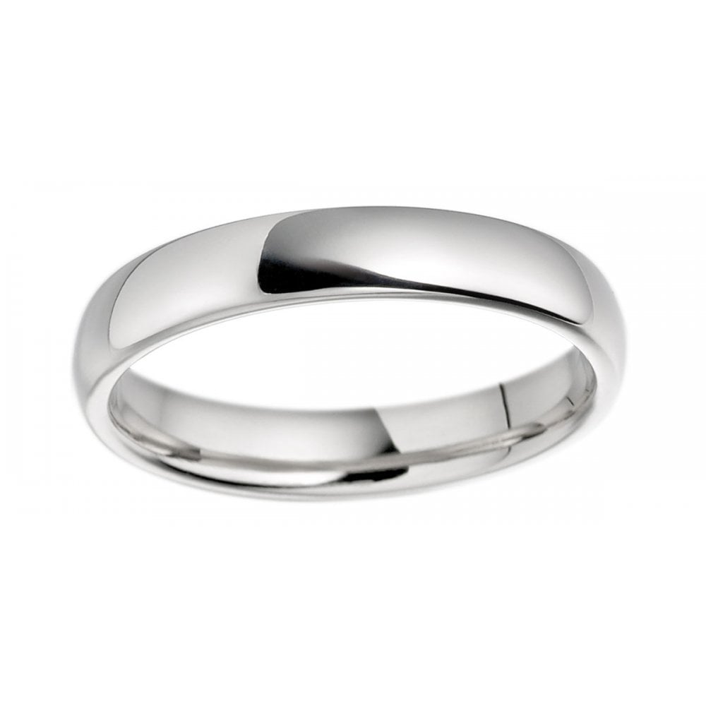 9ct White Gold Court Profile Wedding Ring Band 2.5mm Wide