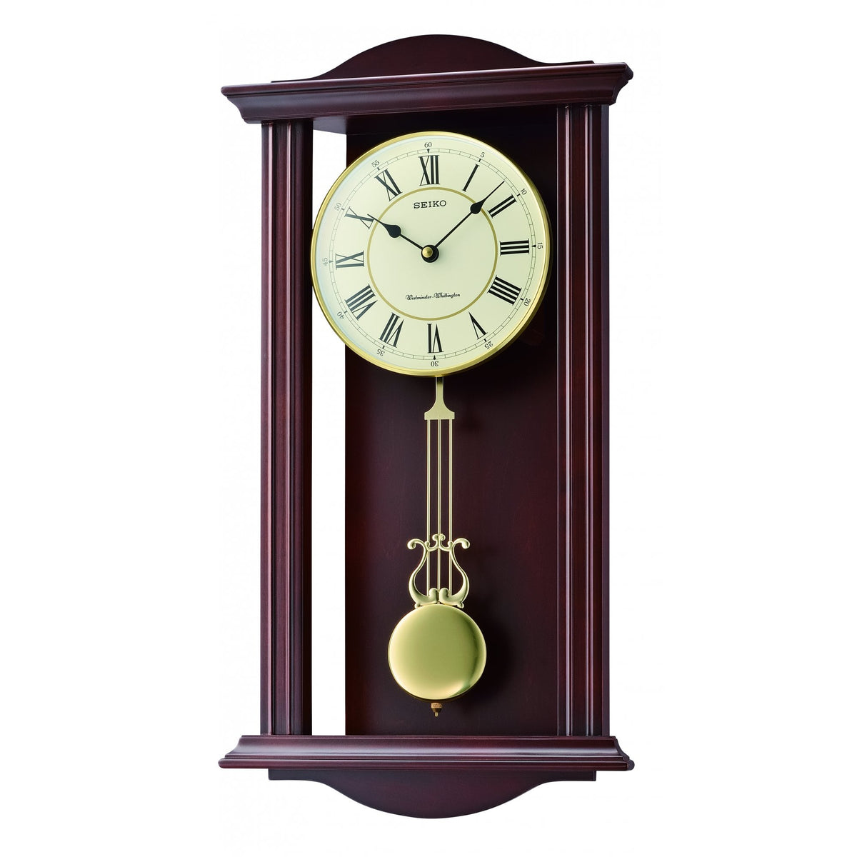 Wooden Westminster Chime Quartz Wall Clock & Pendulum QXH072B