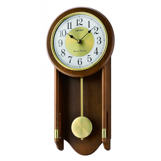 Wooden Westminster Chime Quartz Wall Clock & Pendulum QXH073B