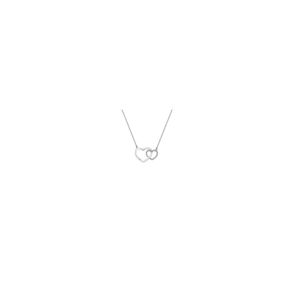 Sterling Silver Striking Hearts Diamond Pendant DN128