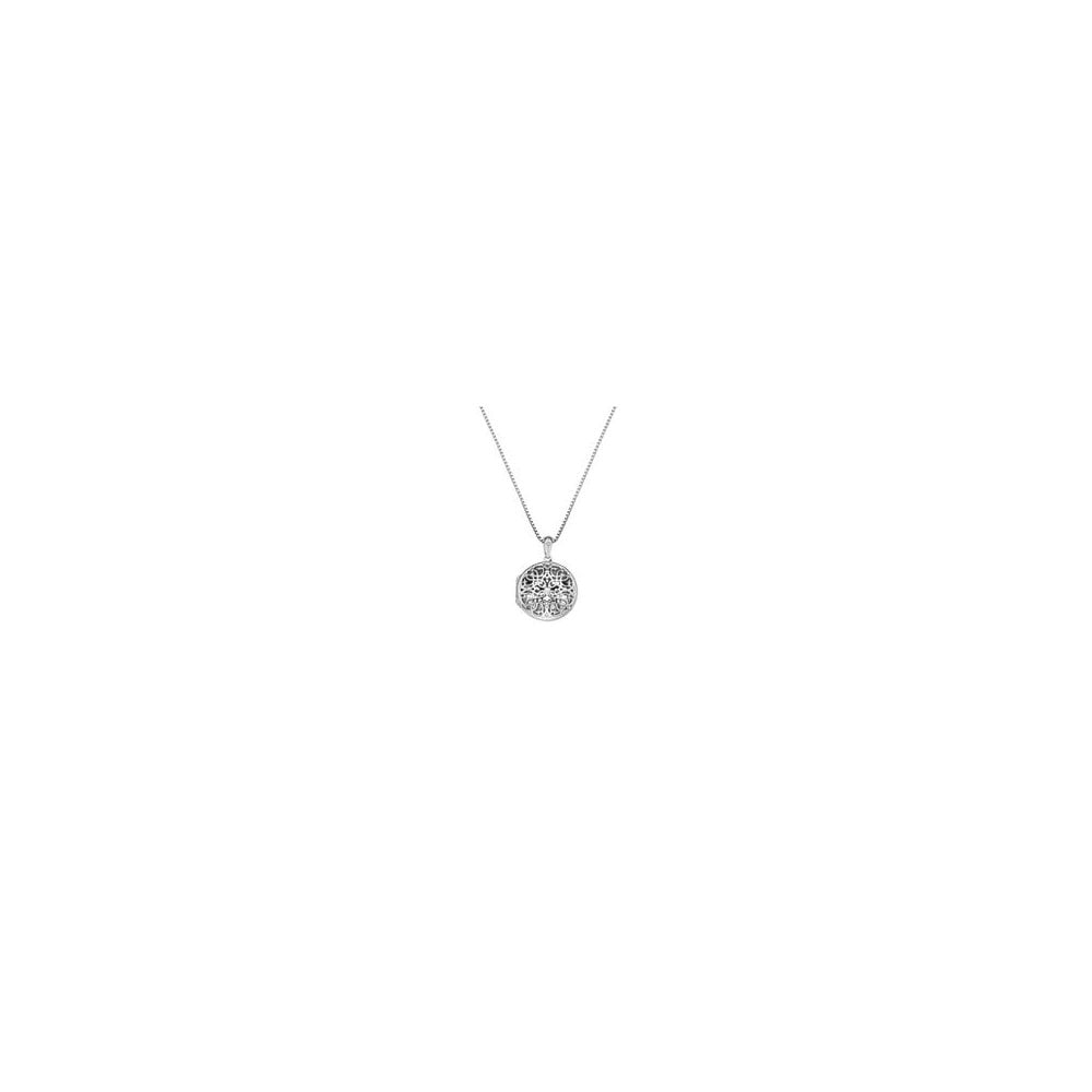 Sterling Silver Diamond Set Locket & Chain DP373