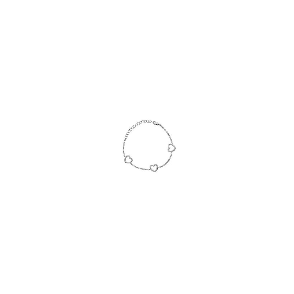 Sterling Silver Diamond Set Heart Bracelet DL570