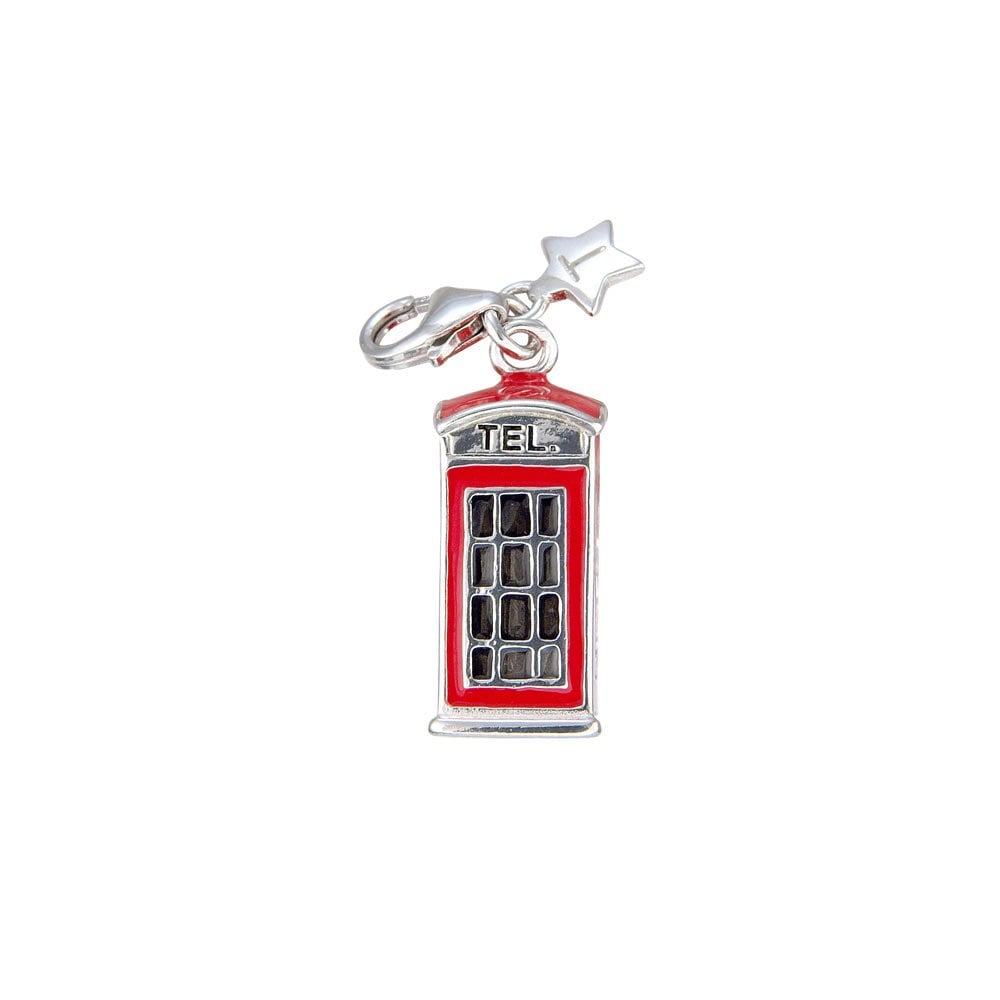 Sterling Silver Red Telephone Box Charm by Tingle London SCH95