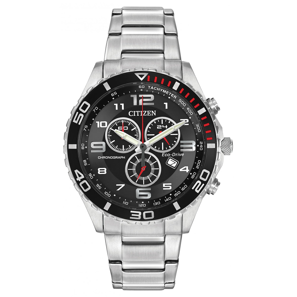 Gents Stainless Steel Eco-Drive Chronograph Watch AT2121-50E