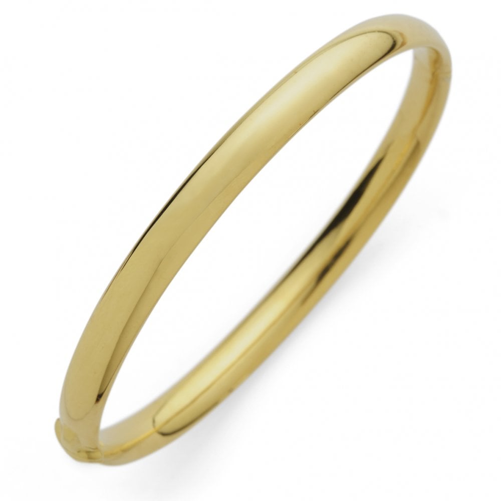 9ct Yellow Gold Solid Oval Hinge Bangle B89