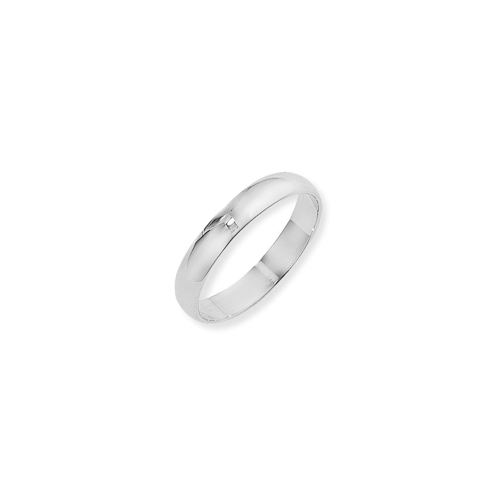 9ct White Gold Ladies Wedding Ring Band D Profile 4mm Wide