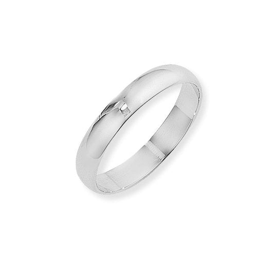9ct White Gold Ladies Wedding Ring Band D Profile 4mm Wide