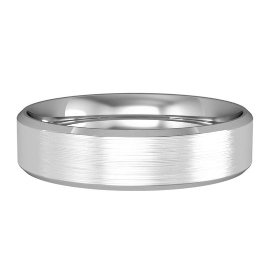 Platinum 4mm Wide Brushed Flat Court Wedding Band