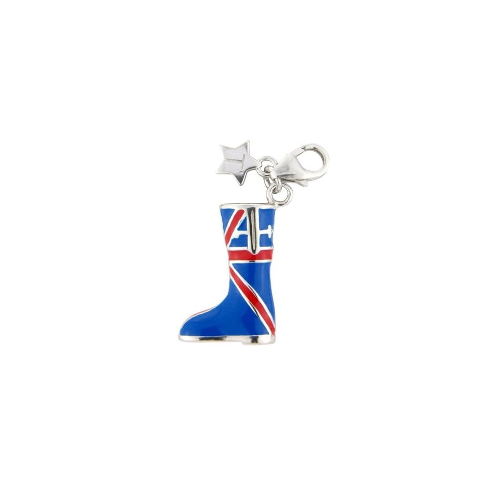 Sterling Silver Union Jack Blue Welly Charm Tingle London SCH243