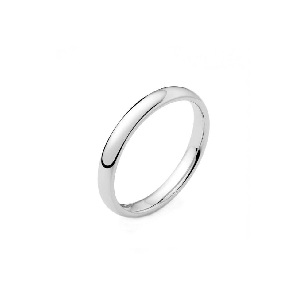 Ladies 9ct White Gold Light Soft Court Wedding Band Ring