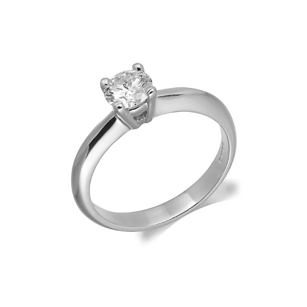 9ct White Gold Single Stone Diamond Engagement Ring