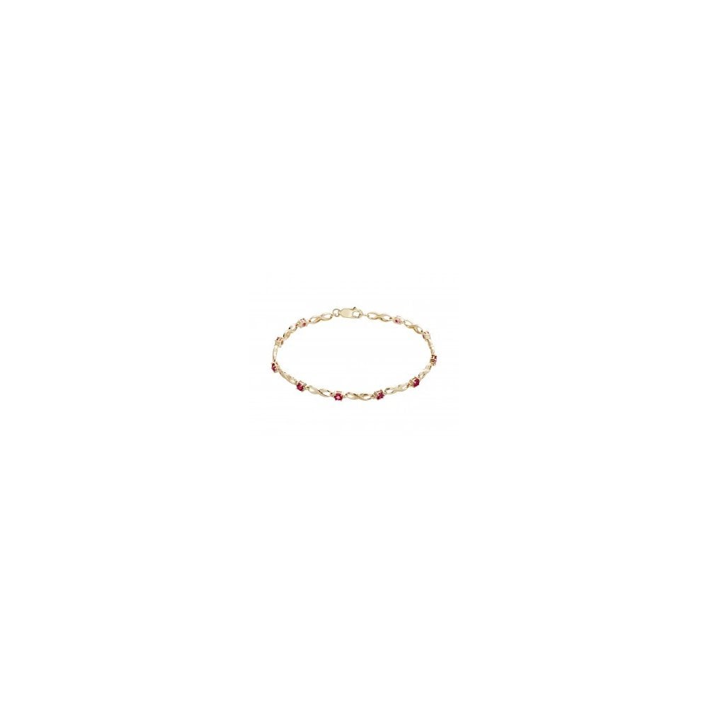 9ct Yellow Gold Ruby and Diamond Bracelet