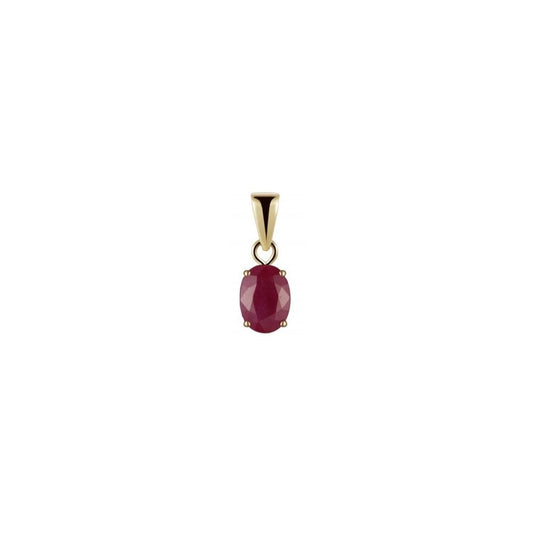 9ct Yellow Gold Single Stone Oval Ruby Pendant