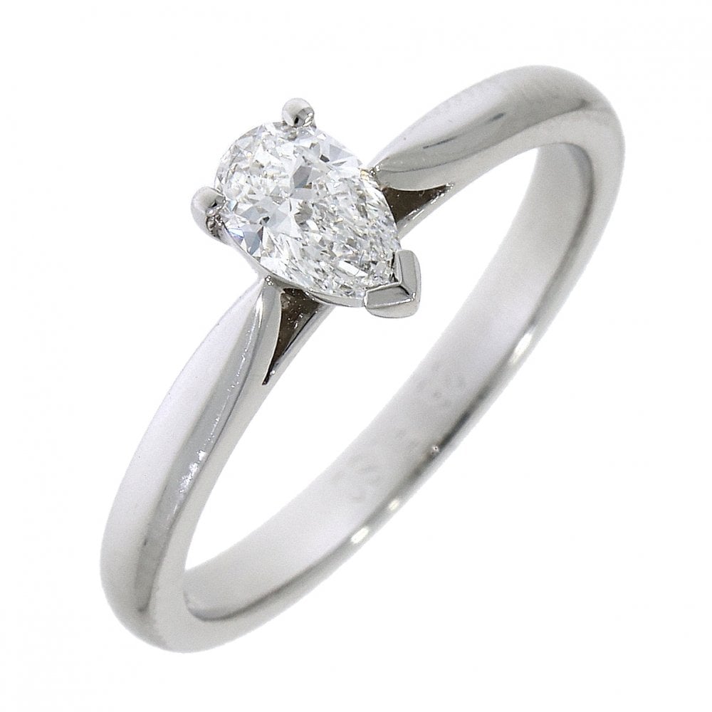 Platinum Single Stone Diamond Pear Shaped Engagement Ring