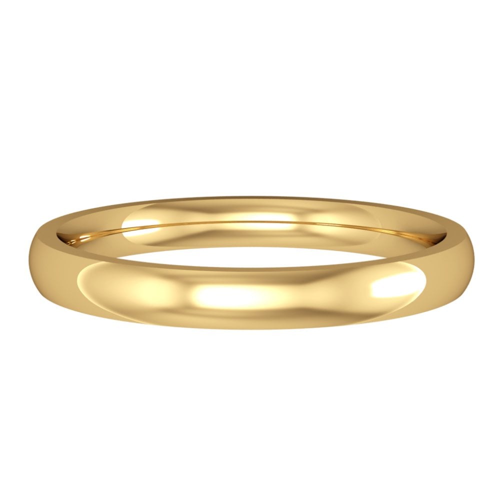 Ladies 18ct Yellow Gold 3mm Comfort Fit Court Wedding Ring Band