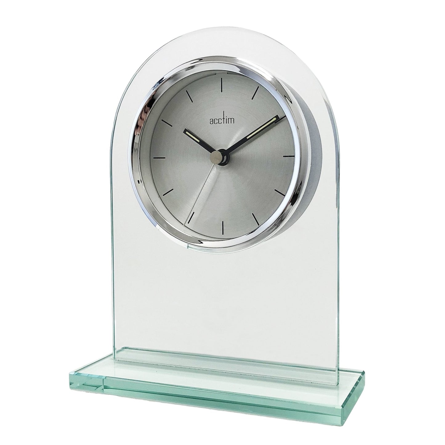 Acctim Silver Finish & Glass Battery Mantle Clock Ledburn 37087