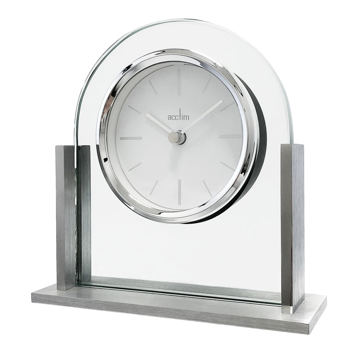 Acctim Silver Tone & Glass Battery Mantle Clock 'Wootton' 37057