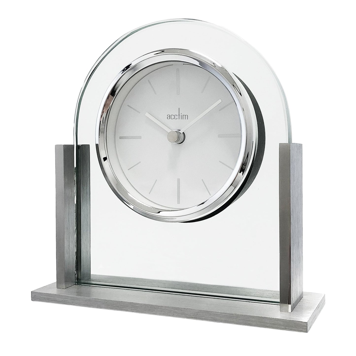 Acctim Silver Tone & Glass Battery Mantle Clock 'Wootton' 37057