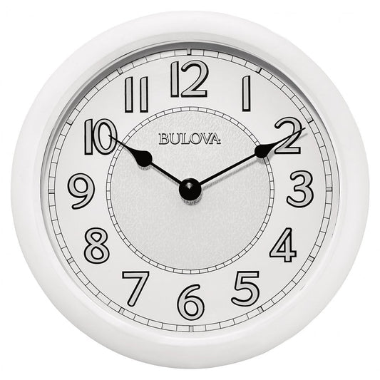 Bulova White Wall Clock Bluetooth Wireless Stereo Speaker C4842