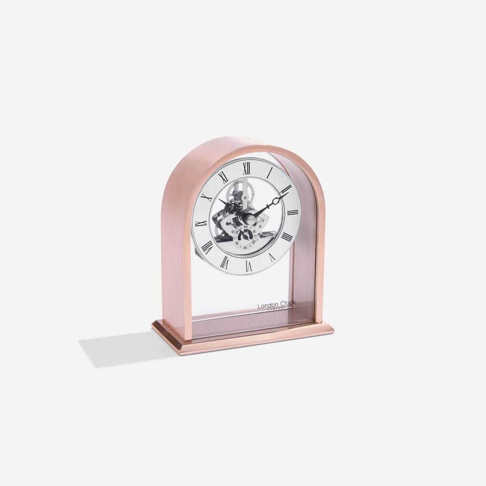 Rose Gold Tone Skeleton Quartz Mantle Clock 03183