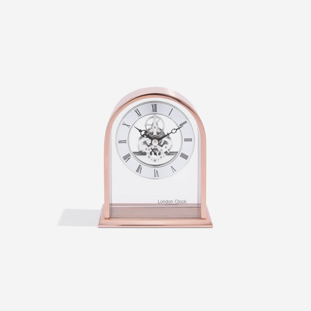 Rose Gold Tone Skeleton Quartz Mantle Clock 03183