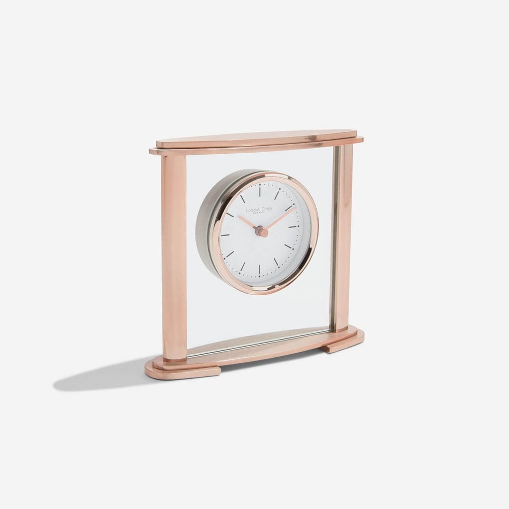 Rose Gold Tone Quartz Battery Glass Mantle Clock 03217