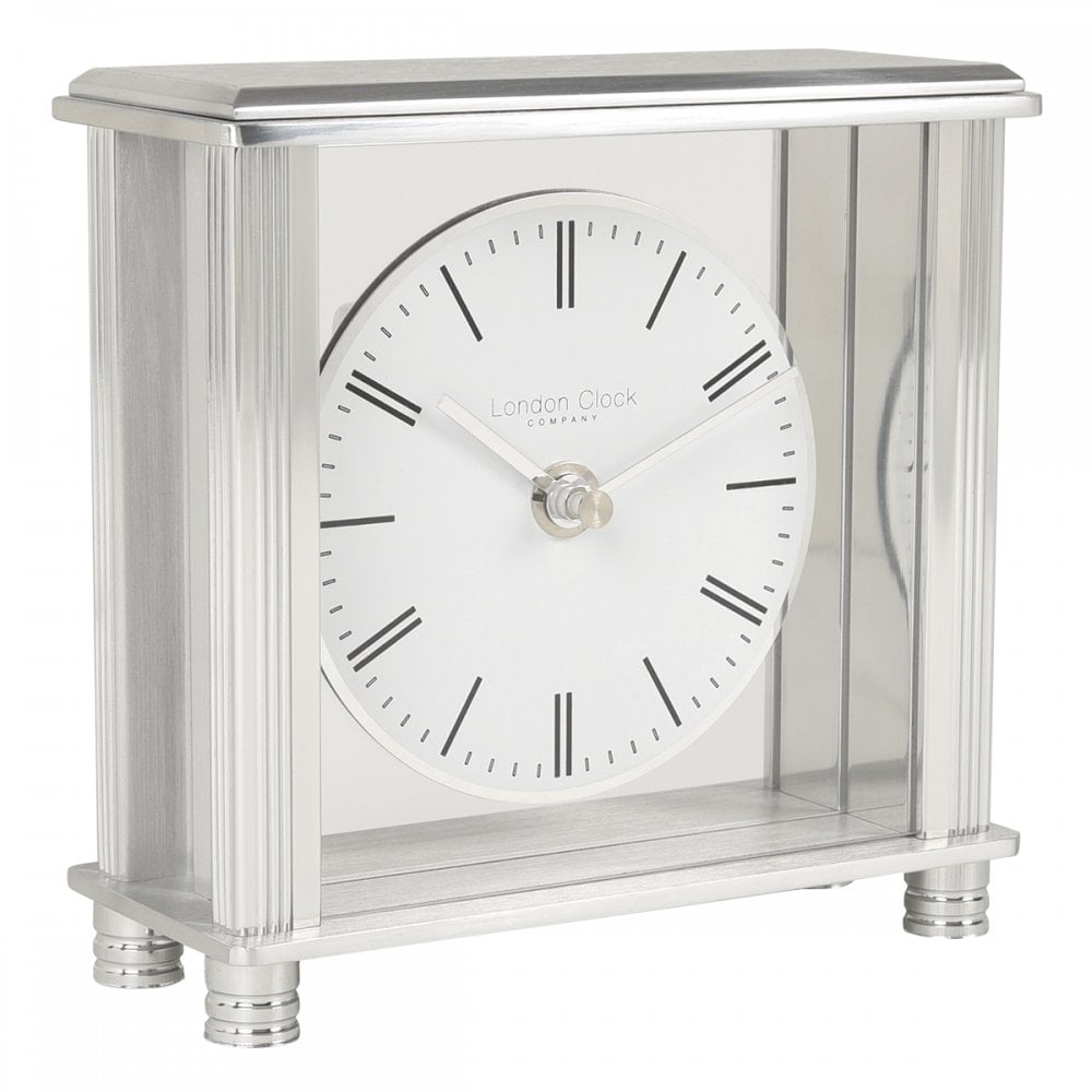 Silver Finish Quartz Battery Mantel Carriage Clock 03216