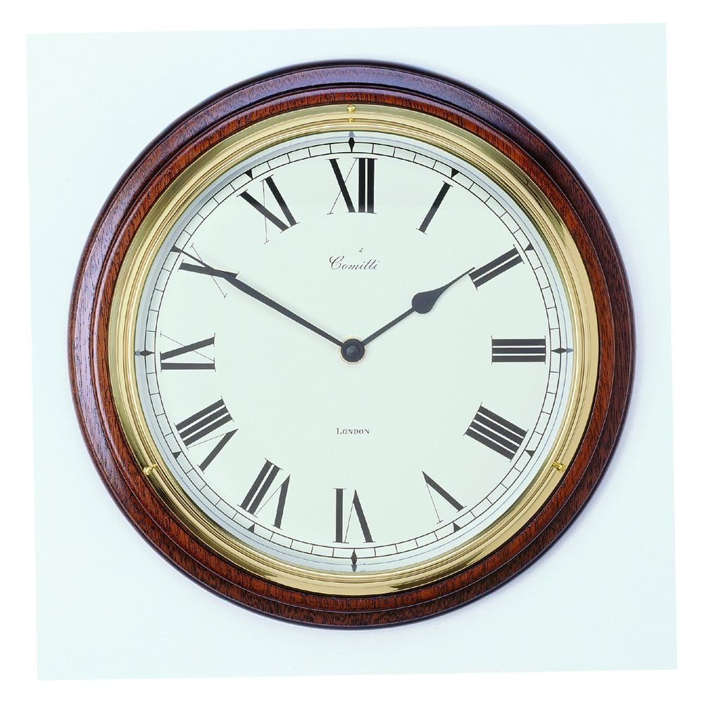 Wooden Mahogany Round Bracket Quartz Battery Wall Clock C036Q