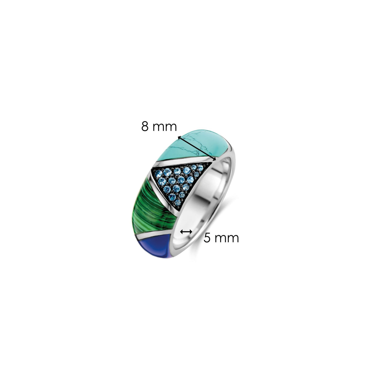 Ti Sento Milano Silver Turquoise, Malachite & Lapis Ring 12226TQ