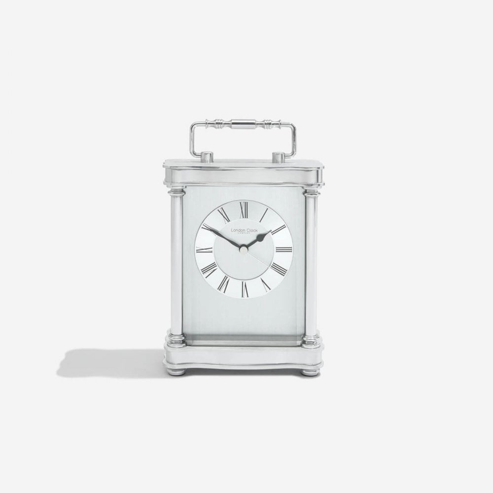 Silver Finish Quartz Carriage Clock Height 18.5cm 03068