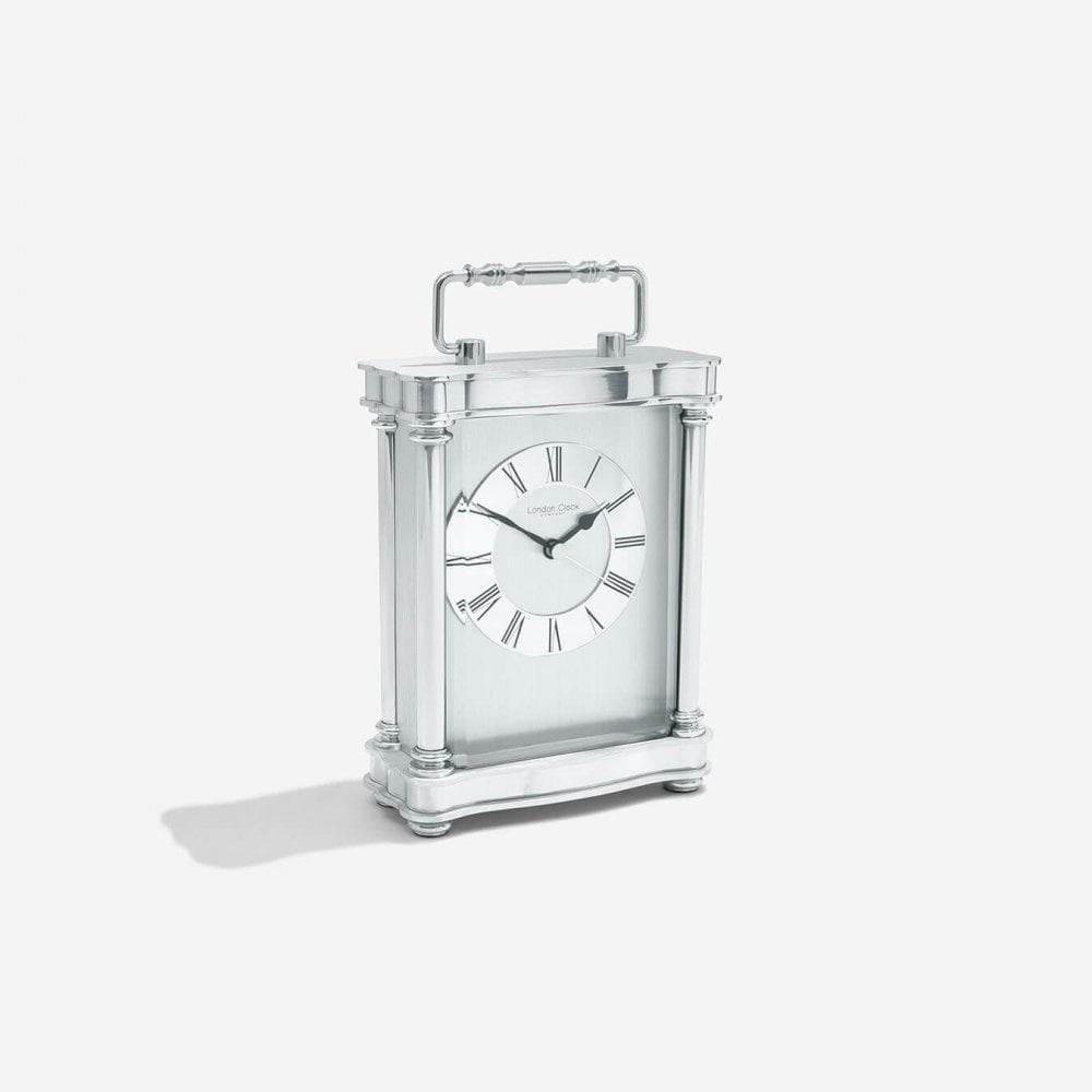 Silver Finish Quartz Carriage Clock Height 18.5cm 03068